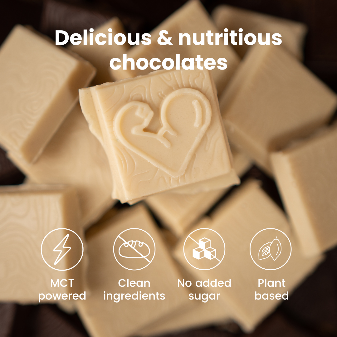 Funky Fat Choc White + Bourbon Vanilla - 10 bars - funkyfatfoods.com