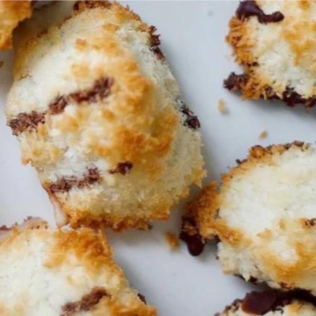 Keto Coconut Macaroons Dipped in Chocolate
