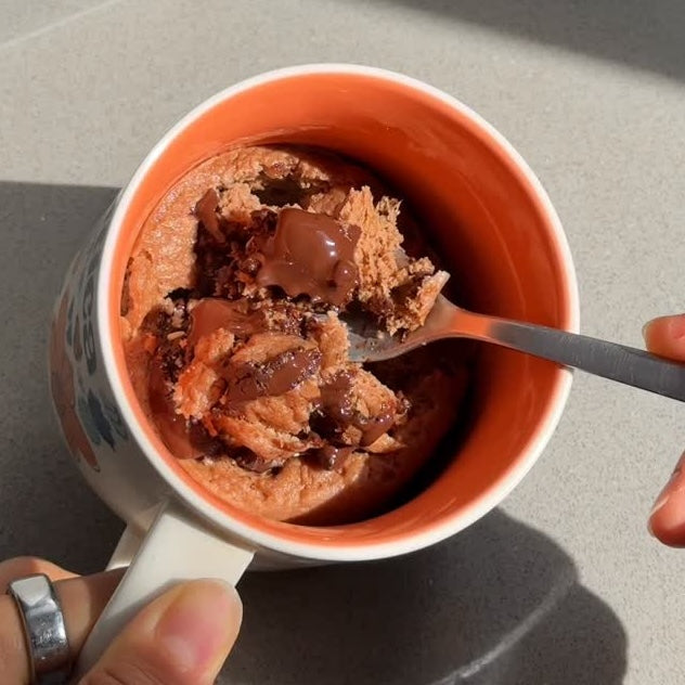 Quick Protein Mug Cake with Melted Chocolate